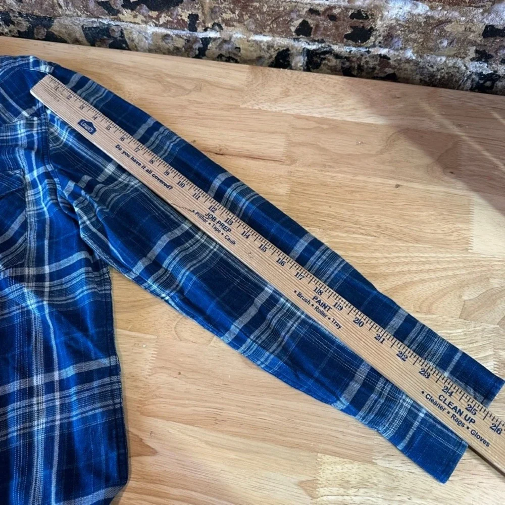 Levis Pearl Snap Shirt Long Sleeve Western Mens Medium Blue Plaid Levi's NEW